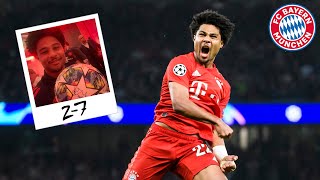 During the campions league match of fc bayern munich against tottenham
hotspur, serge gnabry stuck on ball. and after his first four
champions goa...