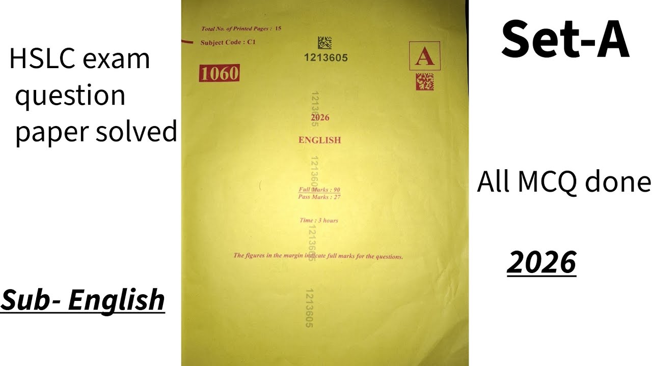HSLC Exam English question paper solved || Set-A || #hslc #class-10 || Sub-English || 