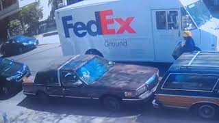 FedEx Driver Throws Package In Front Of The Gate Instead Of Leaving it on the Porch In Brooklyn NY