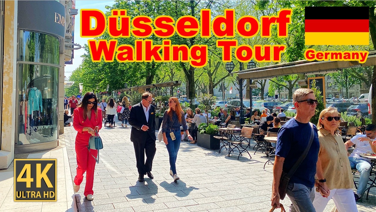 Düsseldorf 4K Königsallee Street Walk Deutschland 🇩🇪 (Rheinuferpromenade, Altstadt)