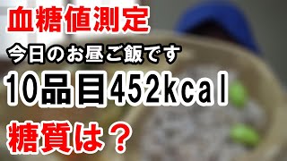 【糖尿病】低カロリーで多品目の「お昼ご飯」を食べて血糖値測定します。