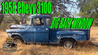 1958 Chevy 3100 gets a satisfying makeover. Big back window SWB, Farm Fresh Patina Truck!