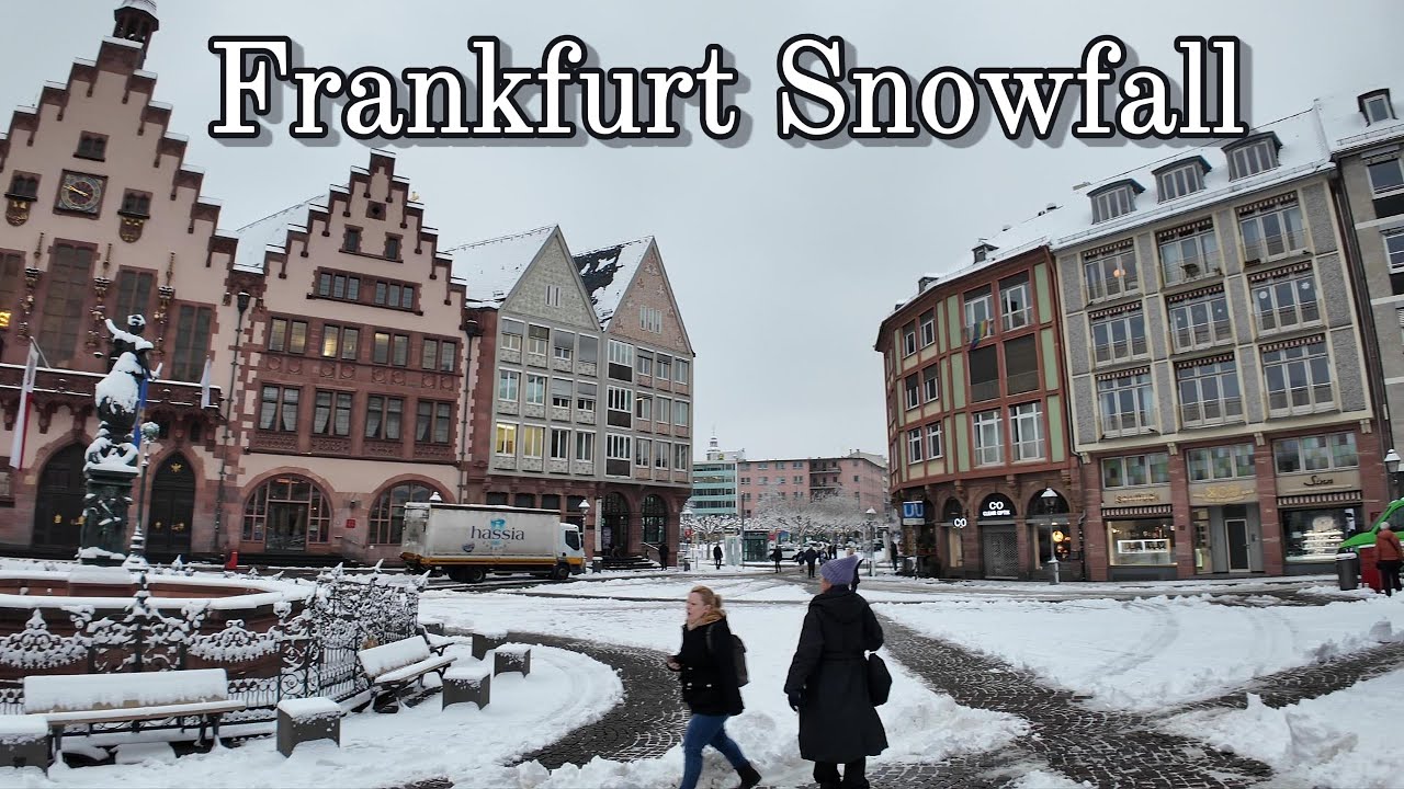 Frankfurt Snow Walk  4K ASMR   Crunching Snow Sounds Germany Frankfurt Schnee 