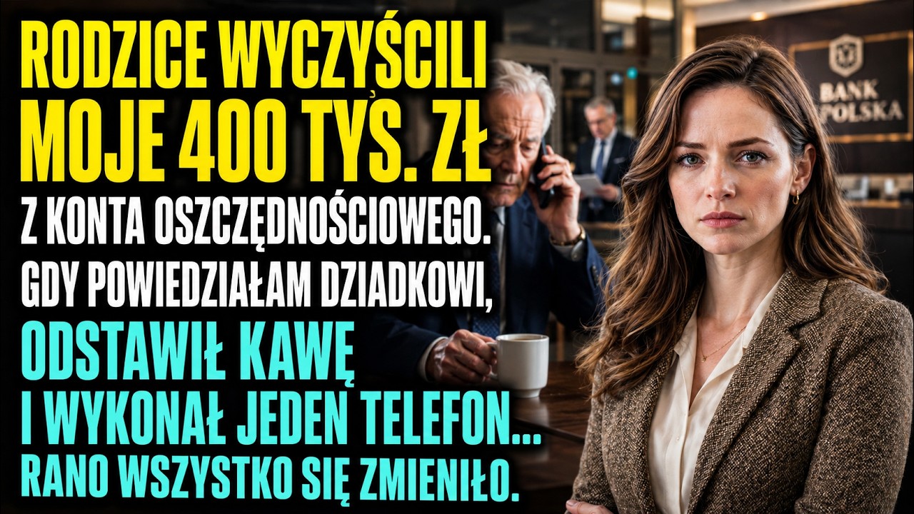 Stałam przy okienku w banku z formularzem przelewu na wymarzony dom, gdy pani Danuta pobladła. „Twoje konto jest puste. Twój ojciec wypłacił wszystko rano.” 400 000 zł, osiem lat oszczędności,...