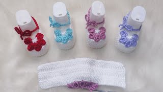 حذاء بيبي كروشيه مع ورده crochet baby slippers