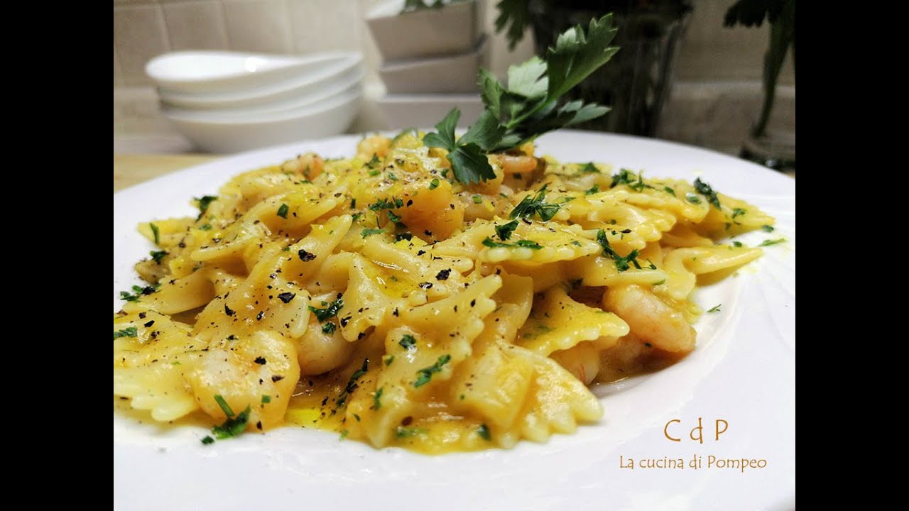 FARFALLE CREMA DI ZUCCA E GAMBERETTI