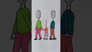 When Spoon and Fork Have a Kid… #funnyart #creativeillustration #shorts #relatable #family