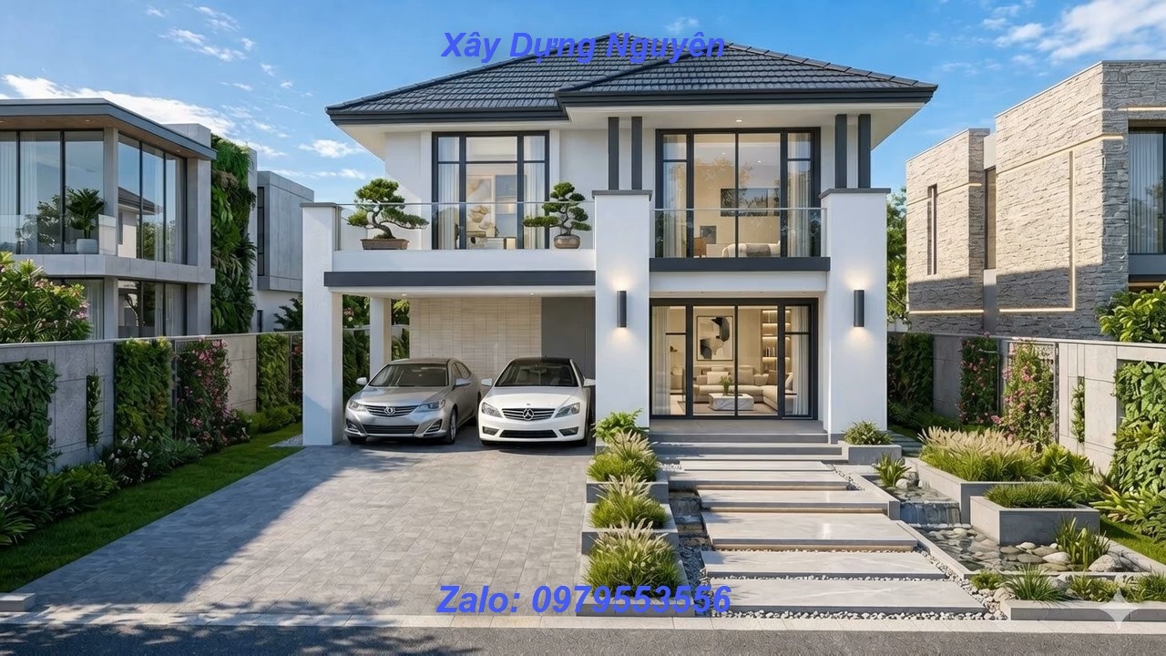 Mẫu Biệt Thự  2 Tầng Mái Nhật Diện Tích 8x16m Thiết Kế 3 Phòng Ngủ #nha2tang #mainhat