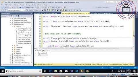 SubQuery tutorial with Sql Server and Adventure works Part I||. Subqueries equivalent of select
