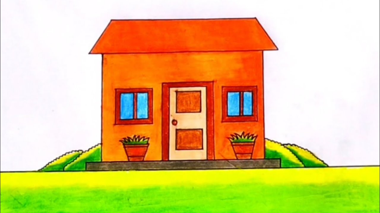 Easy House Drawing for Beginners | Simple Home Drawing with Color