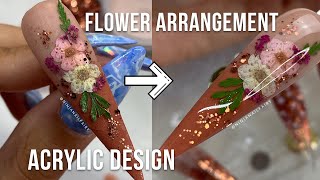 Cinnamon + BRONZE with ACTUAL Flower arrangement capped in Acrylic | I LOVE IT | Glitter Planet