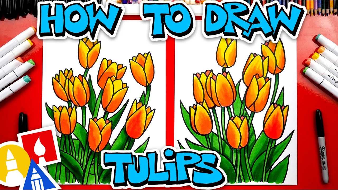 How To Draw Spring Tulips - YouTube