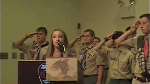 Erin singing National Anthem at David's Eagle Scou...