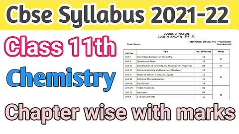 Cbse class 11 Chemistry Syllabus 2021-22 with Chapter wise 💯% Success Classes