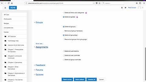 Reset Your Moodle Course
