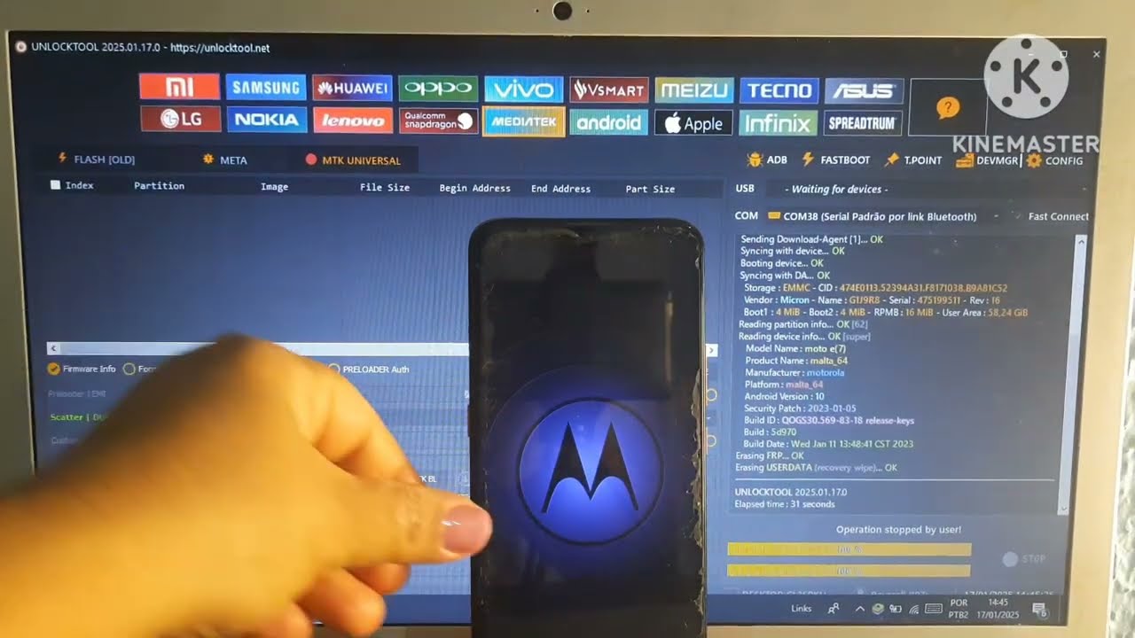 Hard Reset (formatar) e Desbloqueio google no Moto E7 os dois ao mesmo tempo pela unlock tool.