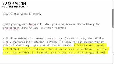 Quality Management inthe Oil Industry: How BP Greases Case Solution & Analysis
