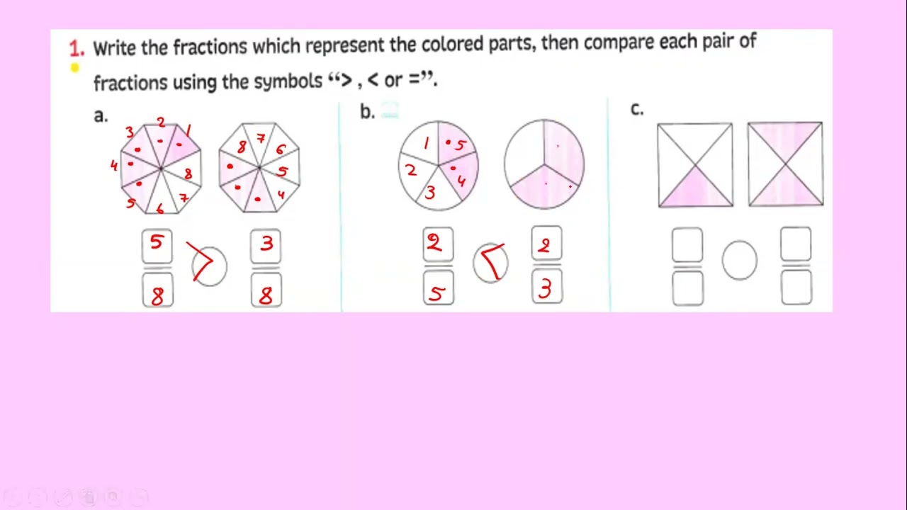 Unit 9 -lesson 8 -comparing fractions with like denominators and numerators-primary 4- math
