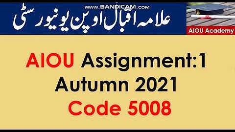 AIOU Assignment:1   Autumn 2021 Code 5008