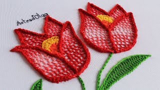 How to Embroider Tulips with Fantasy Stitch