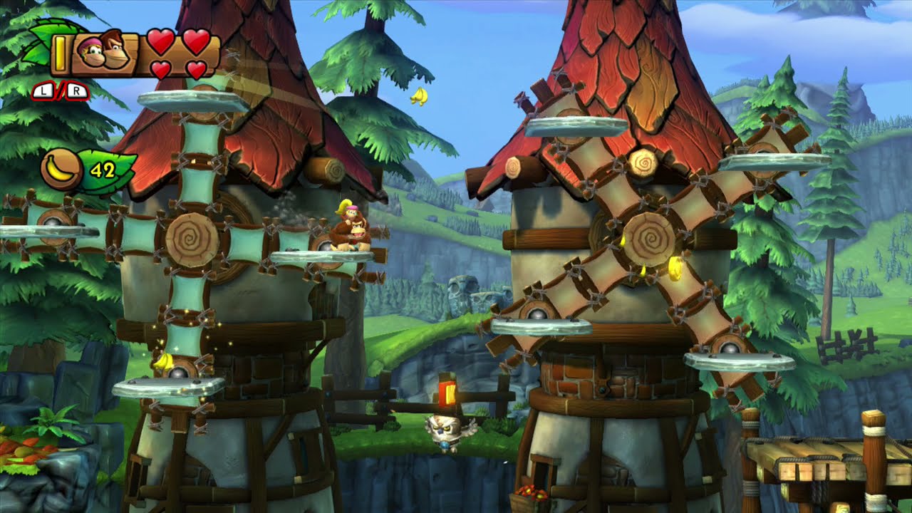 Donkey Kong Country: Tropical Freeze 100% Walkthrough 2-1 Windmill Hills Wii U