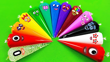 Numberblocks – Looking 🌈 Slime with Piping Bags! Satisfying Slime Videos, ASMR