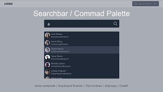 Searchbar - Command Palette | Tailwindcss | Alpinejs | CodeF