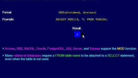 SQL 081 Numeric Scalar, MOD or How can I get the remainder of division?