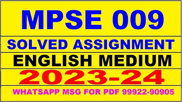 mpse 009 solved assignment 2023-24 | mpse 9 solved assignment in english 2024 | mpse 9 2024