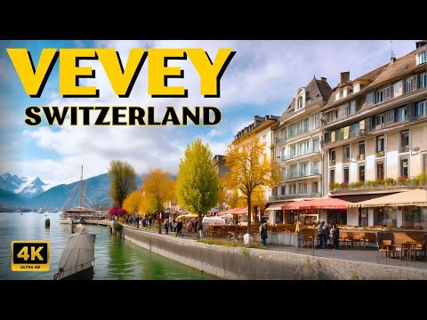 Spring in Vevey, Switzerland 🇨🇭 Walking tour 4K