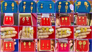 1 gram under gold tops earring design with weight🔥😍//lightweight daily use gold tops earring design