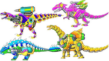 Dinosaur Robot Wars Gameplay: Dinosaurs Games - Theropod & Ankylosaurus | SMG
