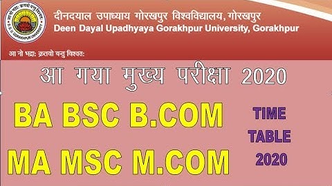DDU gorakhpur university time table 2020 | Ba Bsc B.com time table 2020 | gorakhpur university