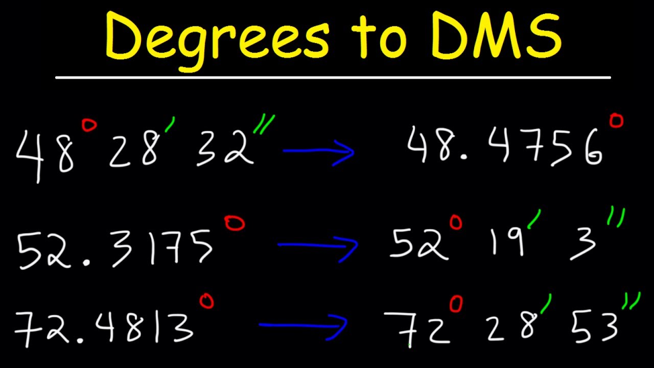 Decimal Degrees to DMS Formula - Converting Degrees Minutes and Seconds to  Decimal - Trigonometry