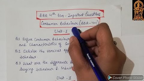 BBA 4th Sem. Consumer Behaviour Important Questions, Unit Wise Imp. Ques. of Consumer Behaviour