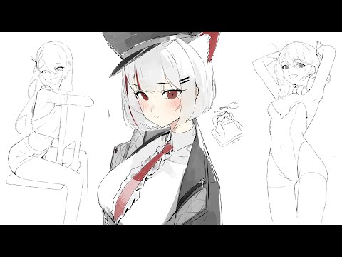 KJI Live Sketching Drawing Process 25 05 15 Blue Archive DIGITAL PAINTING イラスト制作の流れ