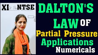 Dalton's law of partial pressure|Formula of partial pressure|Application|Numericals|NTSE,11(hin/eng)