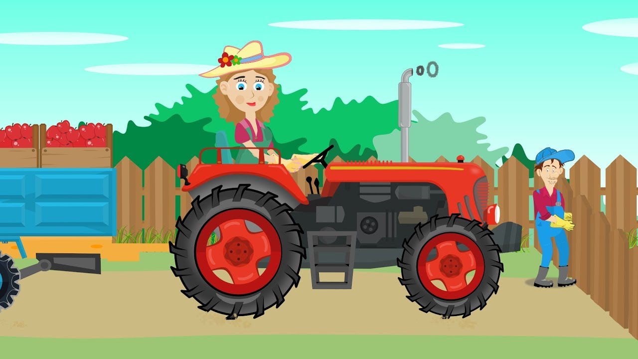 Mrs. Farmer and the Red Tractor | Tractor rides - Apples | cartoons for  Kids | Pani Rolnik - YouTube
