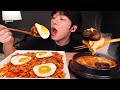 MUKBANG 집밥! 뜨끈~한 된장찌개 & 불닭소스 깍두기 볶음밥 & 계란후라이 조합 먹방ㅣDoenjang jjigae & Kimchi fried rice & fried eggs