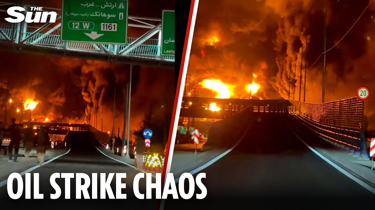 Apocalyptic scenes as huge fires rip through Tehran after Israeli strikes on oil depots