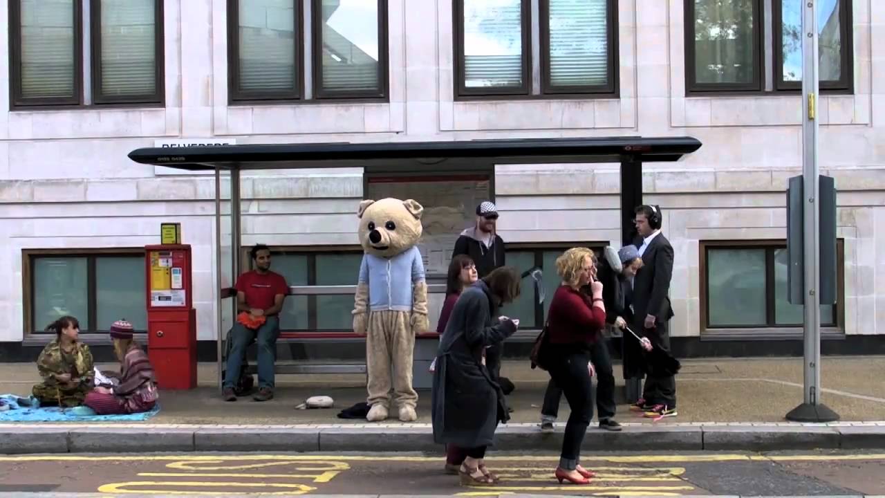 at the bus stop