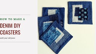 Boro Inspired Denim Patchwork Coasters DIY