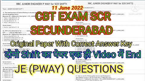 CBT EXAM SCR Secunderabad Zone RRC je pway paper // Latest exam paper 11 June 2022 @RLYGYN