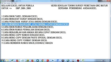 BELAJAR  EXCEL UNTUK SMP   SMA   SMK  DLL