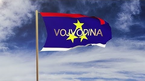 4K Vojvodina flag with title waving in the wind. Looping sun rises style. Animation loop Stock video