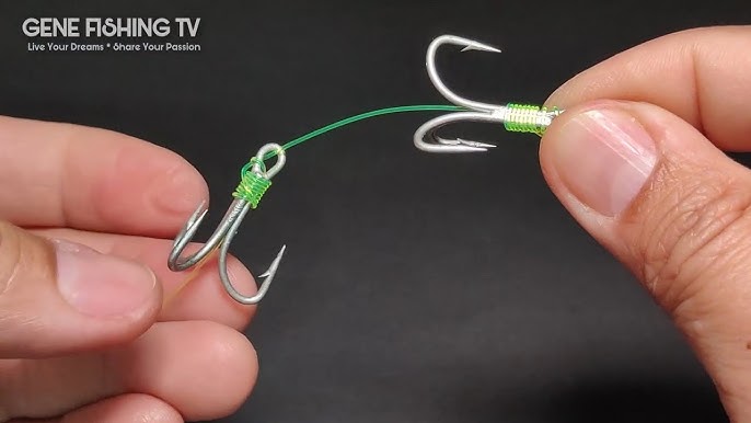 How To Tie Two Fishing Hooks On One Line, Treble Hook Knot