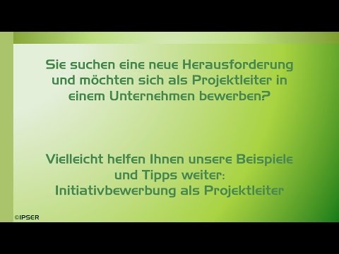 Initiativbewerbung - Projektleiter