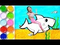 핑크퐁 아기상어 그리기 색칠공부 물감색칠놀이 Baby Shark Drawing and Coloring Pages for Kids | 마법그림 magic painting