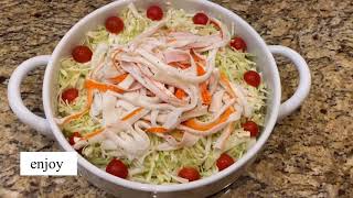 Cabbage salad with crab legs recipe طريقة عمل سلطة الملفوف مع السلطعون