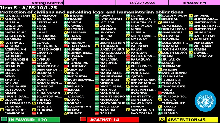 UN General Assembly adopts Gaza resolution calling for immediate & sustained humanitarian truce